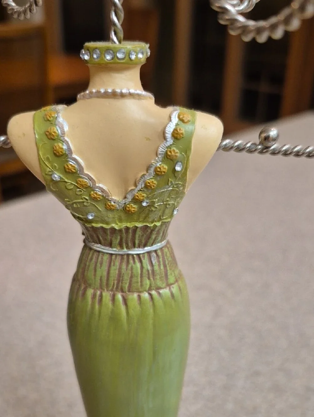 Elegant Green Dress Jewelry Stand Organizer